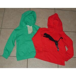 NEW NWT Boys Sz 3-4 Green & Red Comfy 2 Pc Hoodie Hooded Sweatshirt Lot PUMA H&M